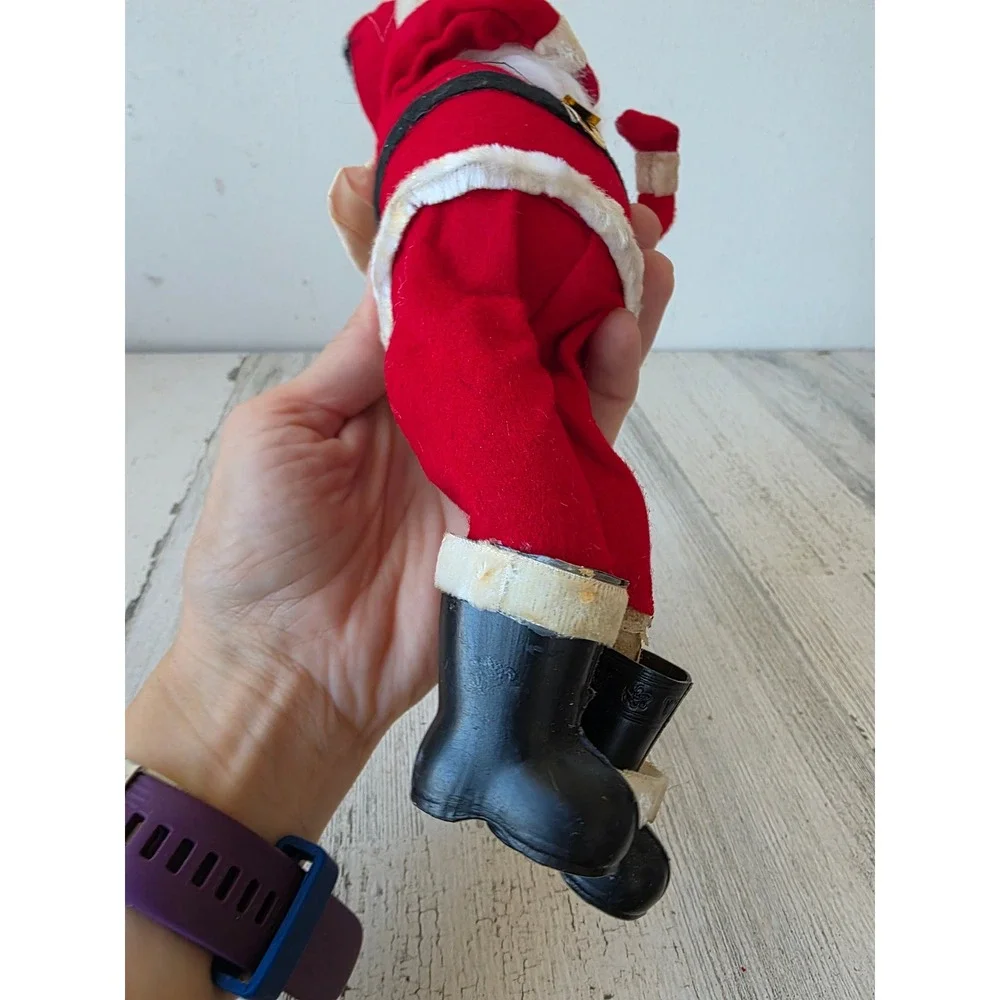 Antique dream doll Santa plush jointed felt rubber face Xmas decor statue